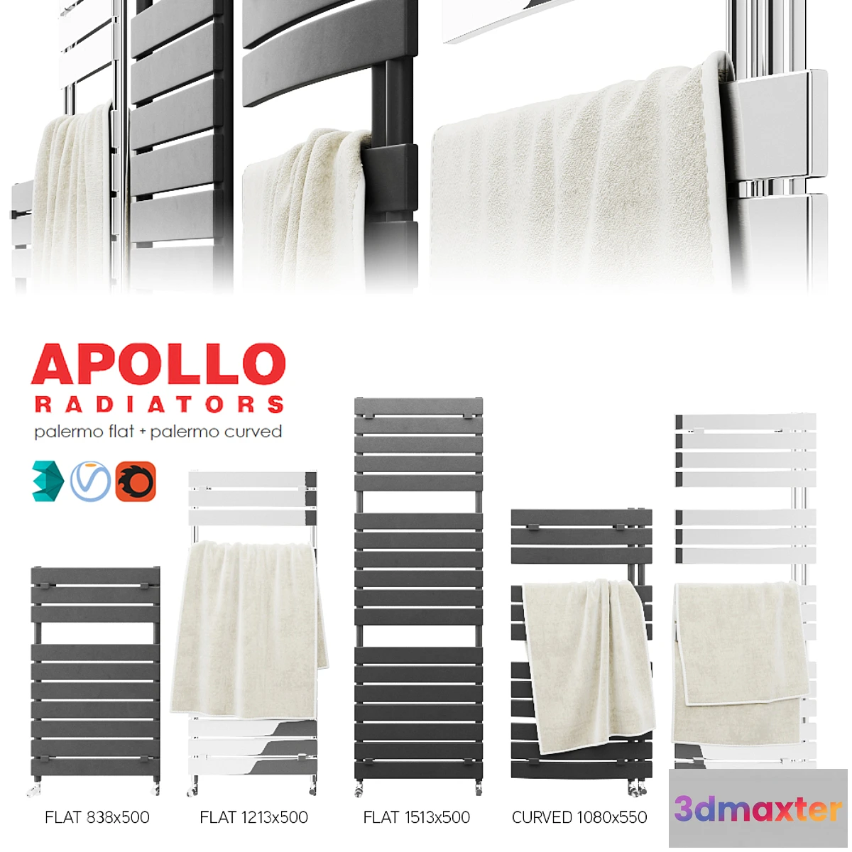 1443294 - Apollo PALERMO radiators + towels 3D Max