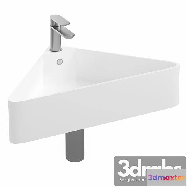 1014724 - Arezzo corner cloakroom basin 1th - gloss white