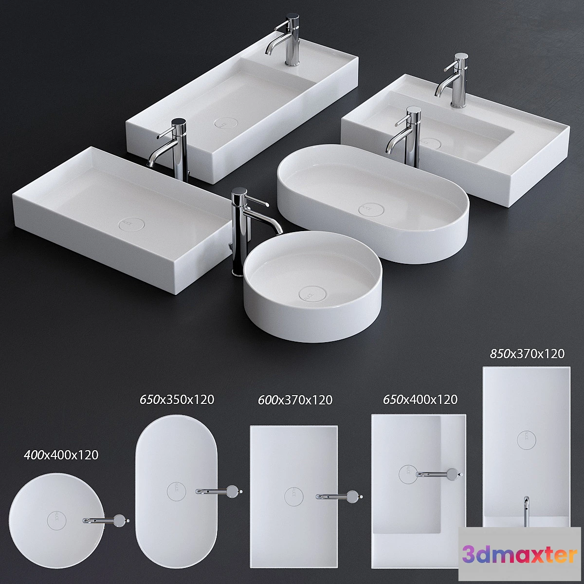 1306835 - Alice Ceramica Hide Washbasin Set 2 3D Max
