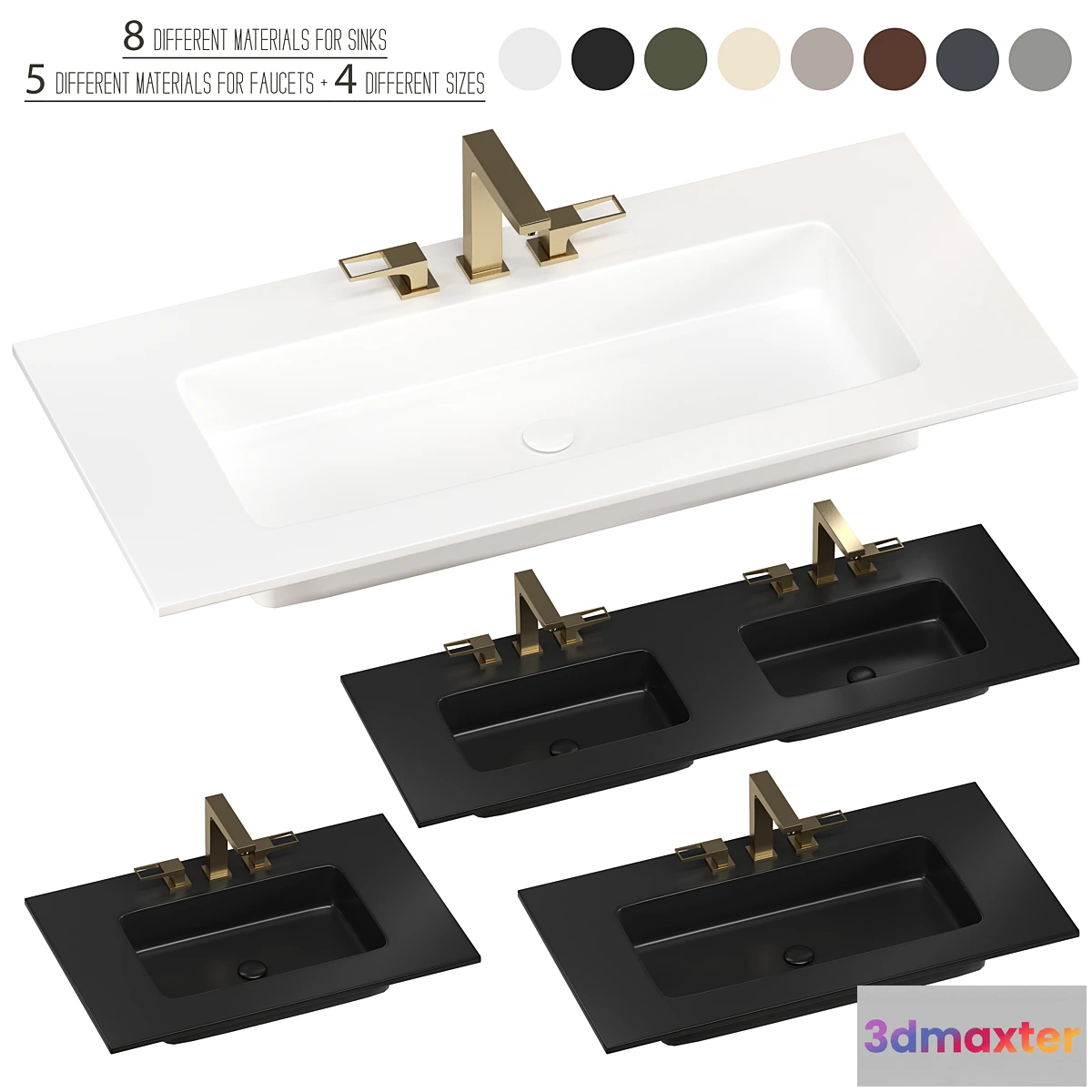 1319306 - INBANI H tops washbasins set - No.2 3D Max