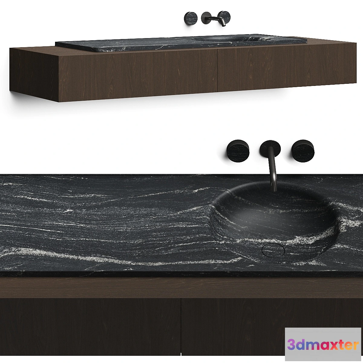 1324266 - Boffi Floe Stone Encased Washbasin & Salvatori Spaghetti 3D Max