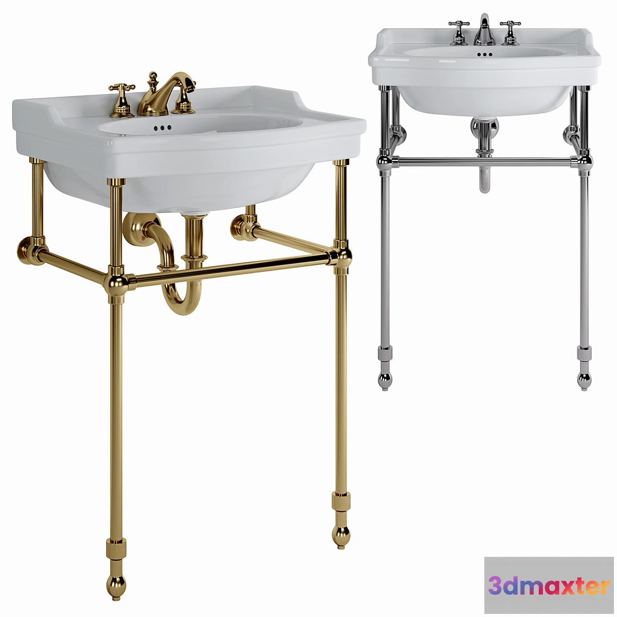 1343869 - Cierra console sink with brass stand 3D Max