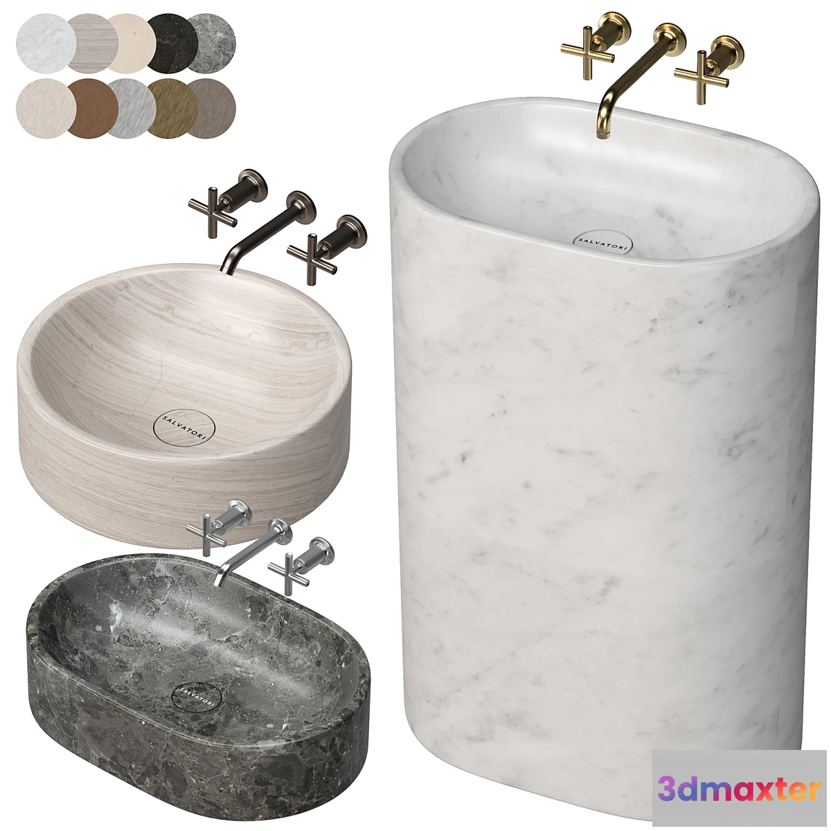 1434010 - SALVATORI Balnea washbasins set 3D Max