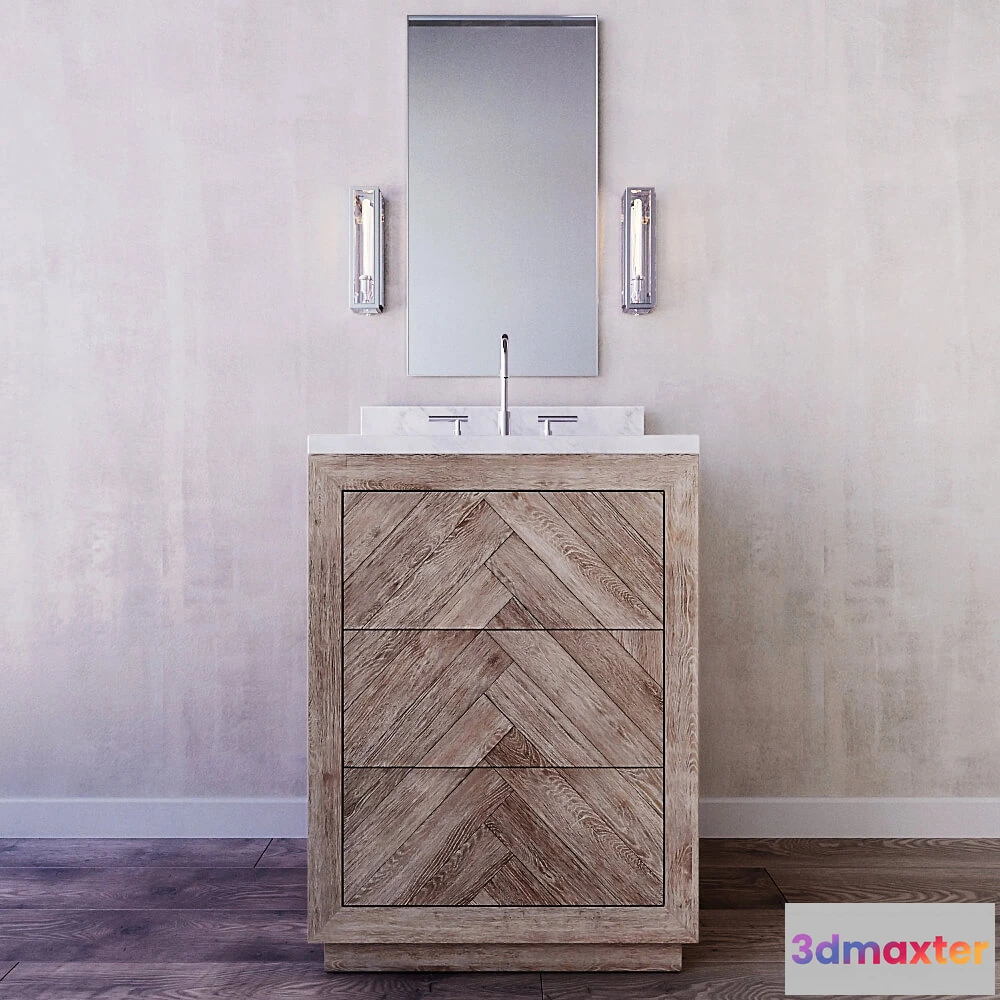 1590018 - bathroom - Herrinbone Powder Vanity washbasin 06 3D Max