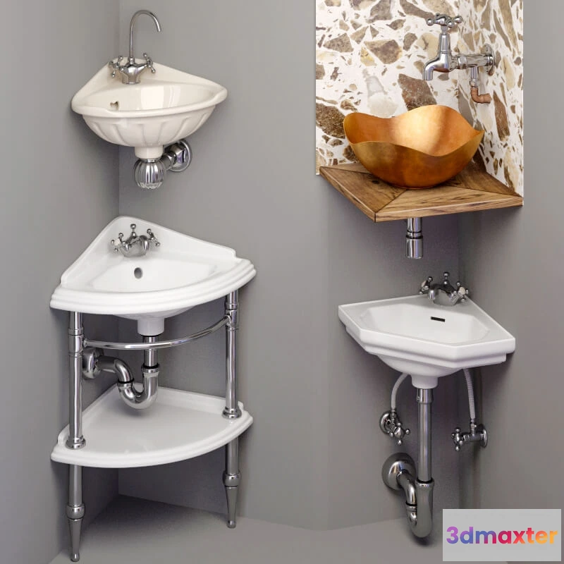 1590236 - bathroom - Corner washbasin 3D Max
