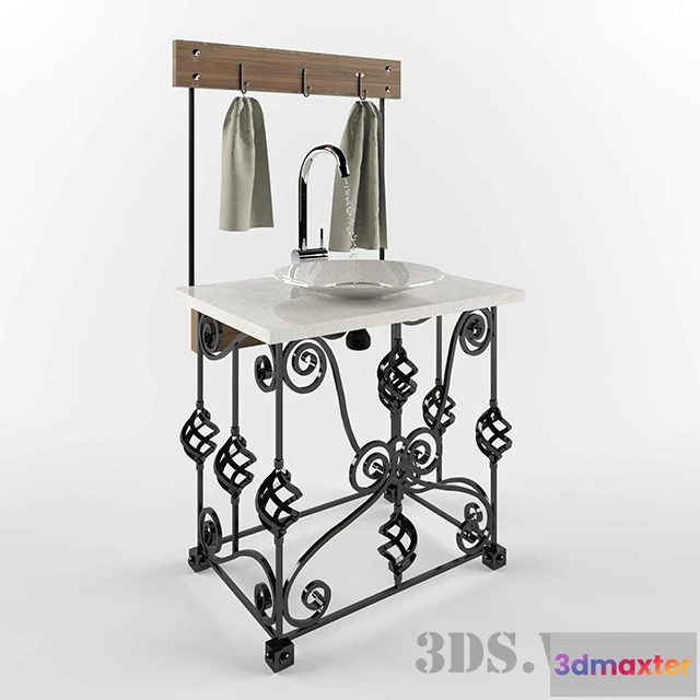 1590334 - bathroom - Wrought iron washbasin 3D Max