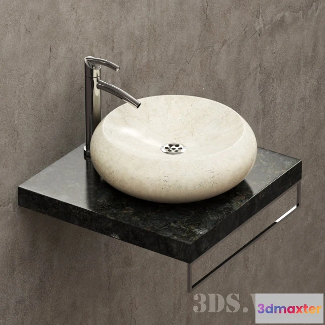 1590358 - bathroom - Washing Stone Circle Sink 3D Max