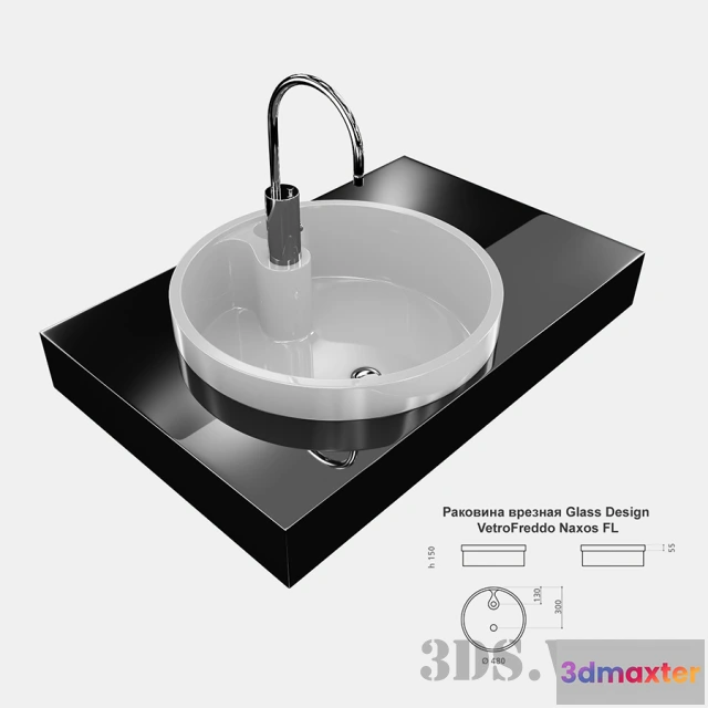 1590466 - bathroom - Flush sink Glass Design 3D Max