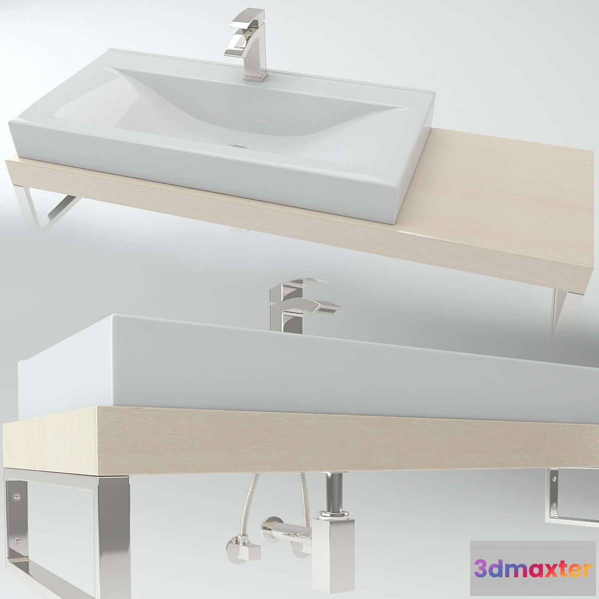 649287 - Washbasin on the wooden plate