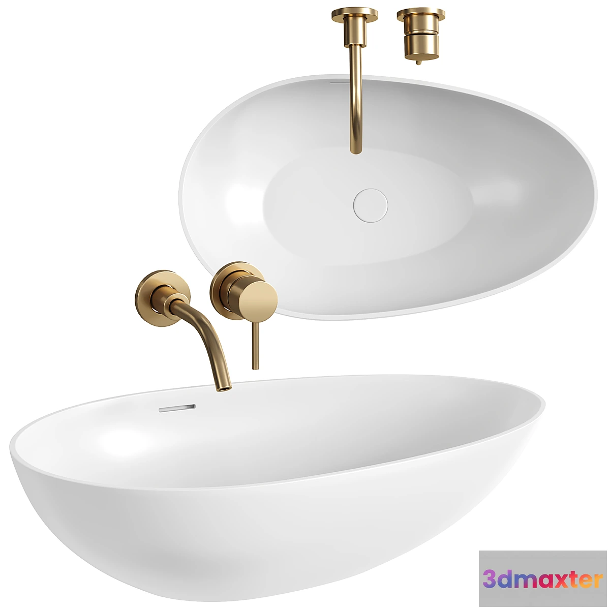 686368 - Egg Shell Countertop Stone Basin 600MM