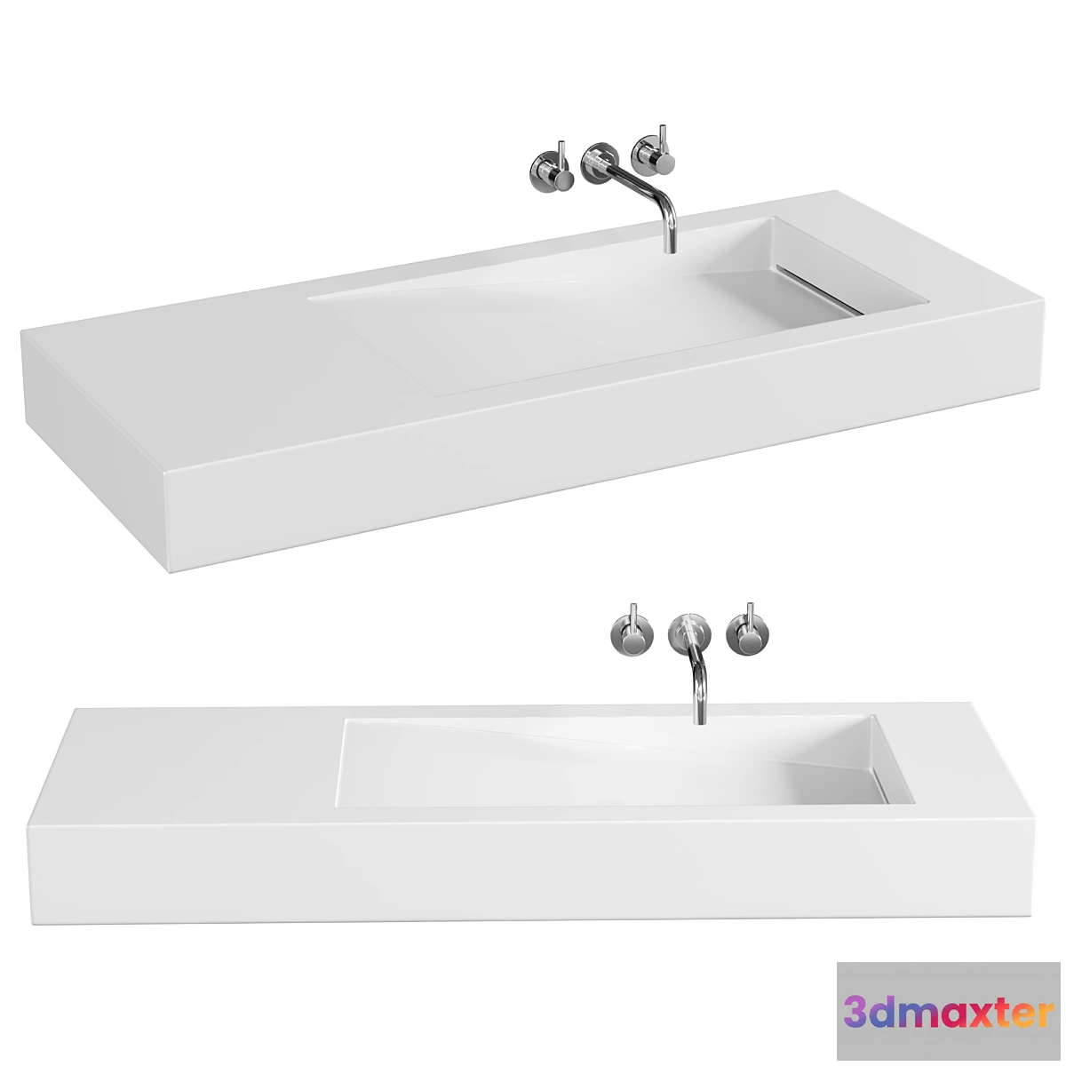 767139 - Lavabo suspendu - Solid surface Blanc Mat - 120×50 cm - Feel - No.3