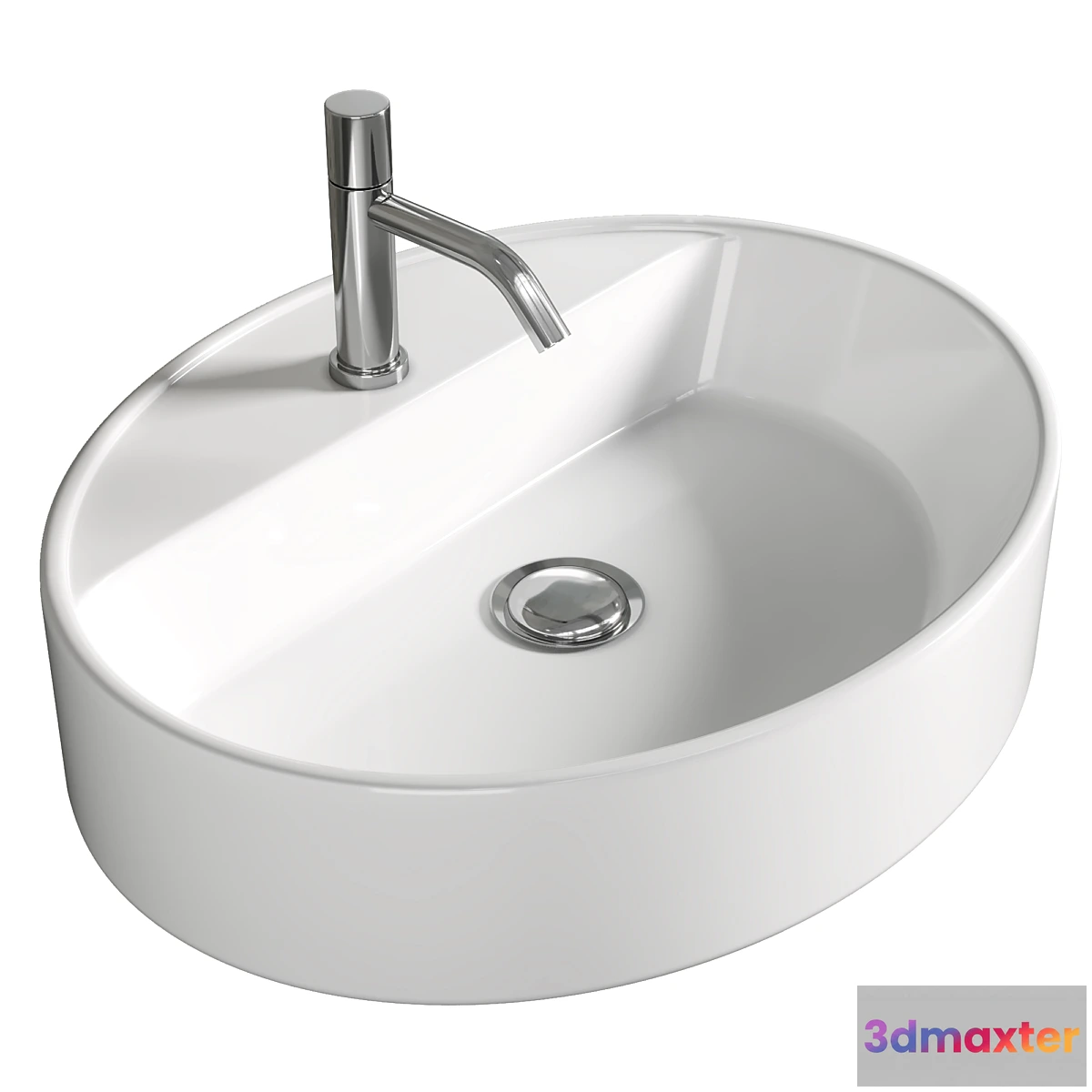 767149 - Lavabo da appoggio con foro rubinetto Londra ovale 50 Olympia - No.2