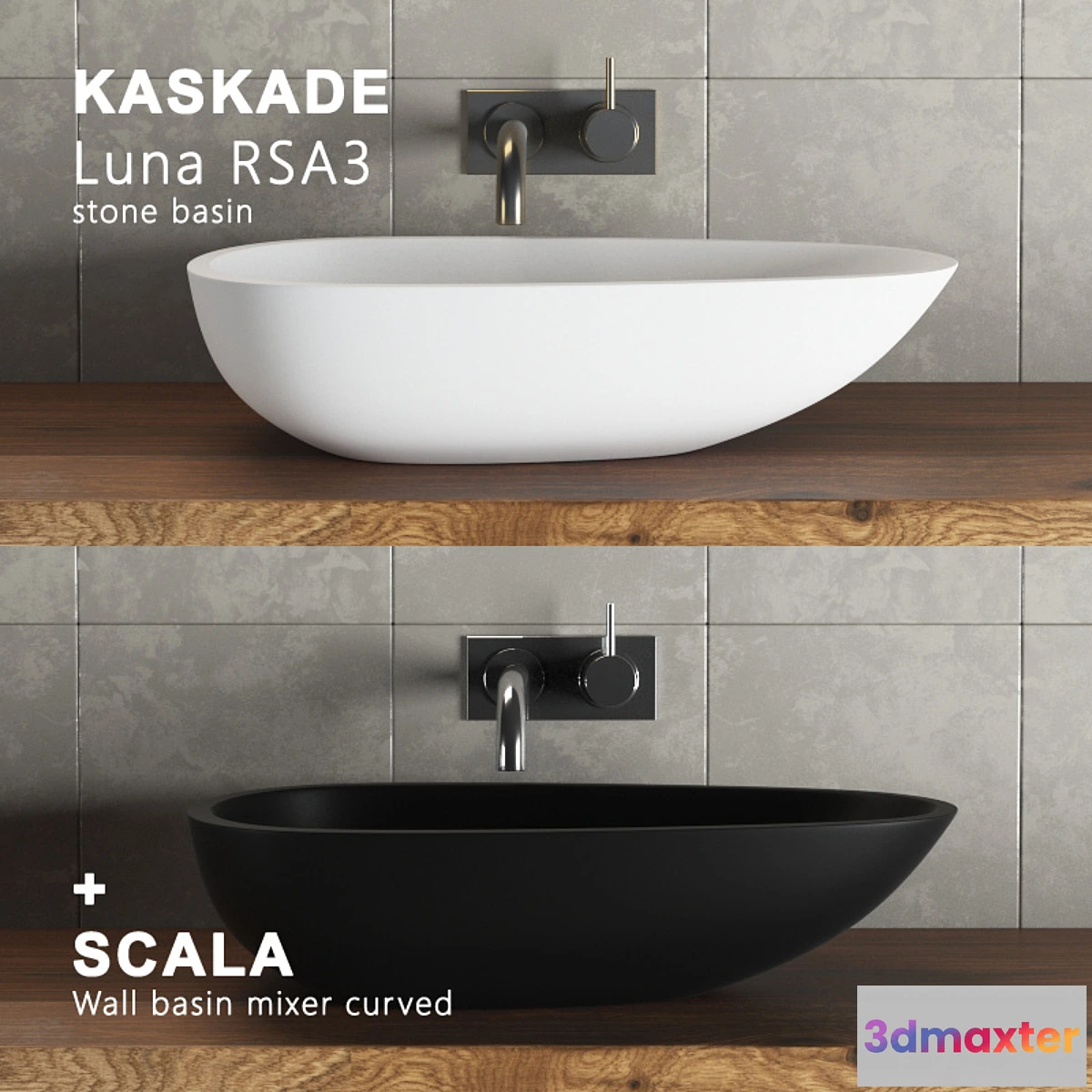 820210 - Kaskade Luna RSA3 + Scala wall basin mixer curved - No.3