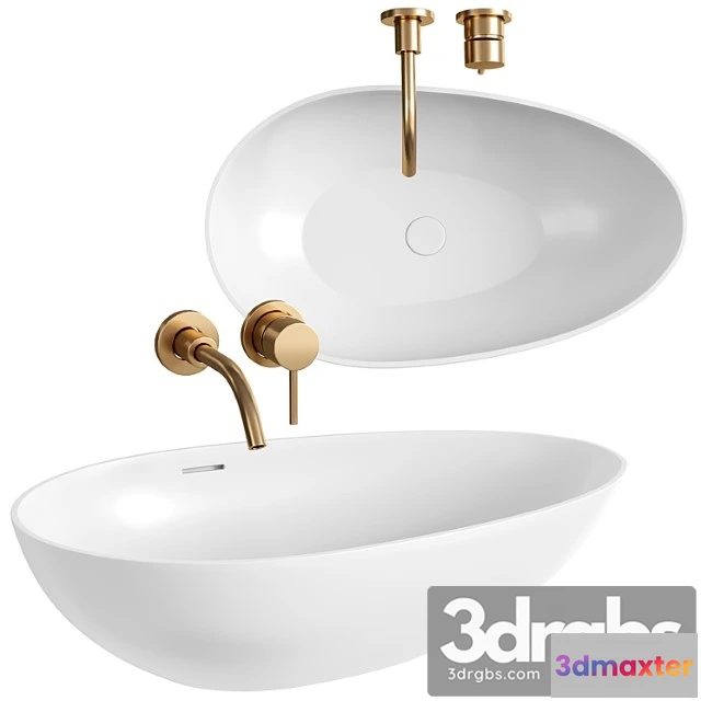 913626 - Egg Shell Countertop Stone Basin 600mm