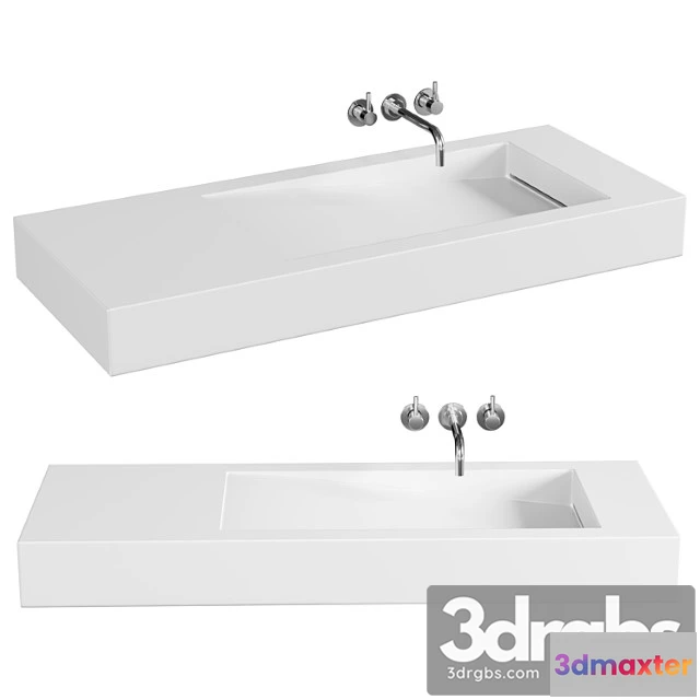 913770 - Lavabo Suspendu Solid Surface Blanc Mat 120×50 Cm Feel