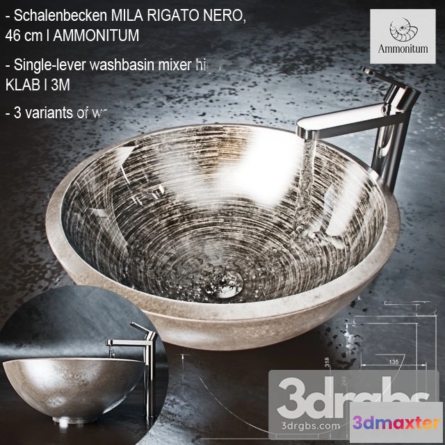 913888 - Schalenbecken Mila Rigato Nero