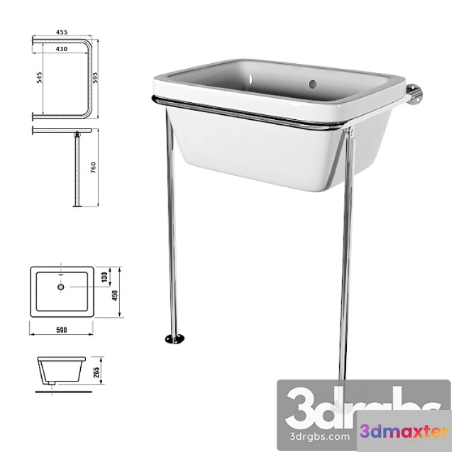 914036 - Wall Mounted Washbasin with Frame T Way Doris 25