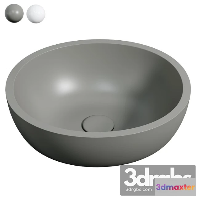 914114 - Waskom Solid Surface Asti Grigio Exclusief Kraan