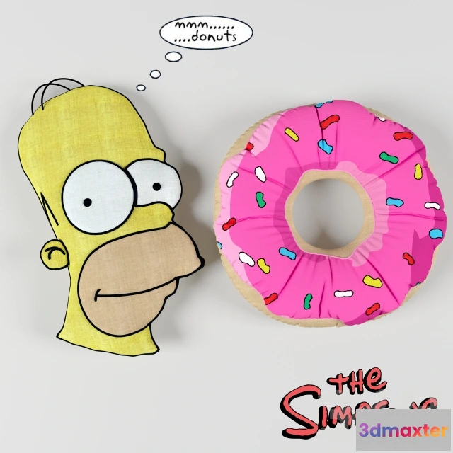 1190146 - CHILDRENS ROOM DECOR - Homer Simpson with Donut Pillows