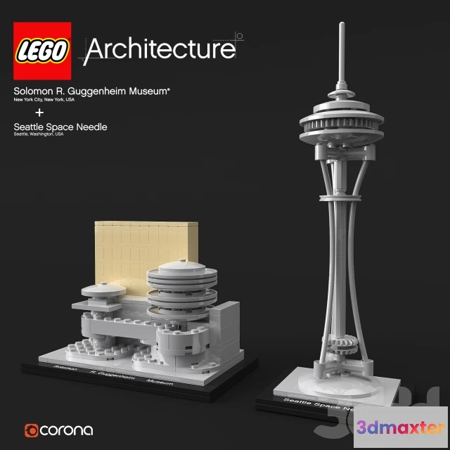 1190168 - CHILDRENS ROOM DECOR - LEGO Architecture Guggenheim + Seattle Space Needle