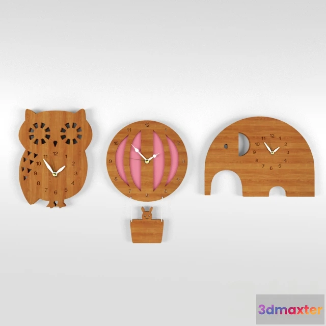 1190248 - CHILDRENS ROOM DECOR - Wooden clocks