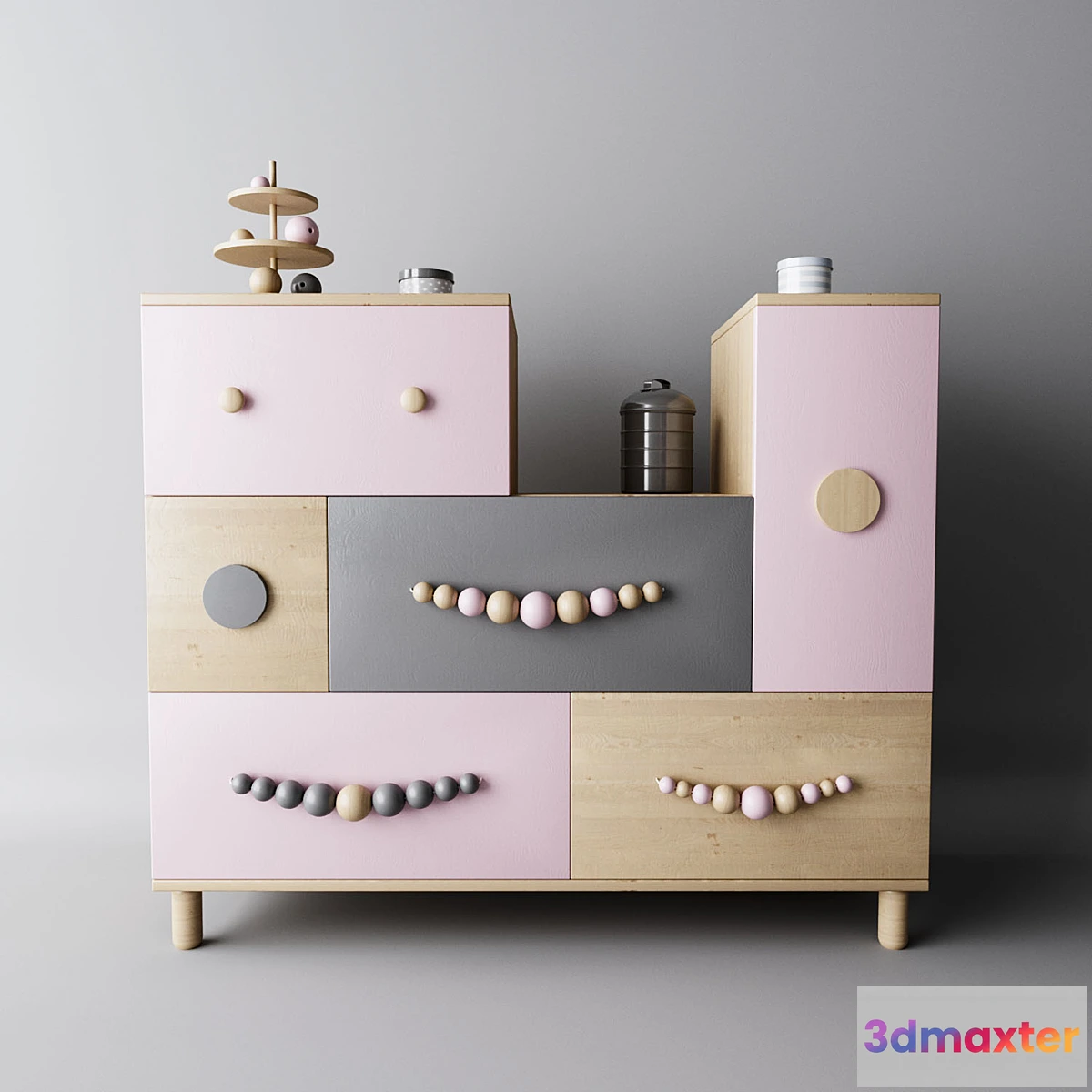 1415232 - Children’s dresser with color boxes 3D Max