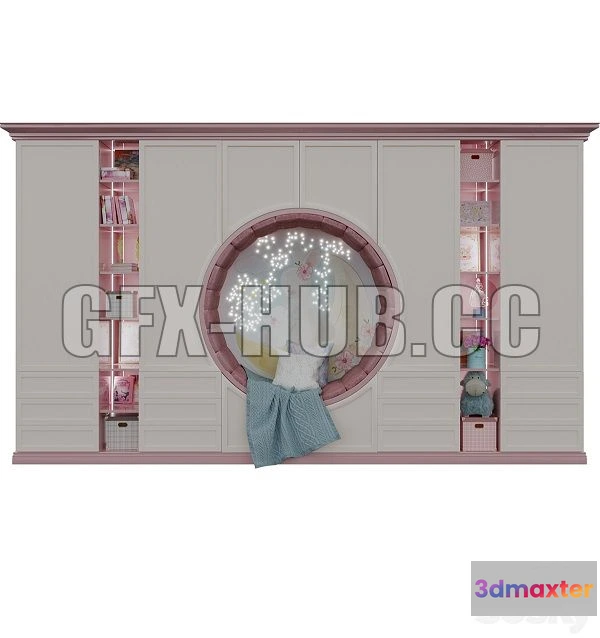 1557897 - Wardrobe With a Seat For a Children & 39 S Room 3D Max