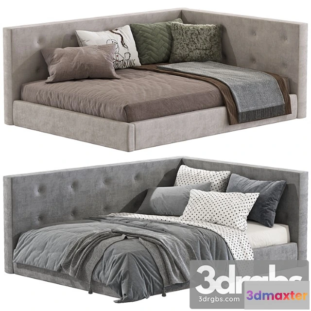 1015232 - Cushy upholstered platform corner bed