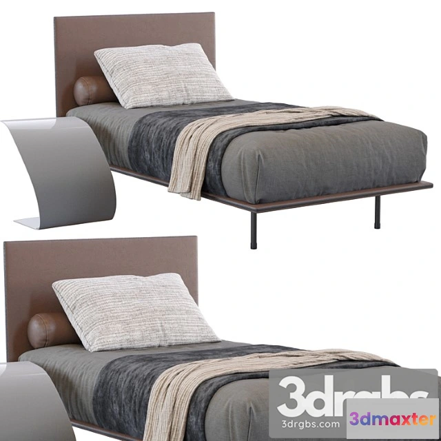 1015310 - Leather thin single bed by bonaldo