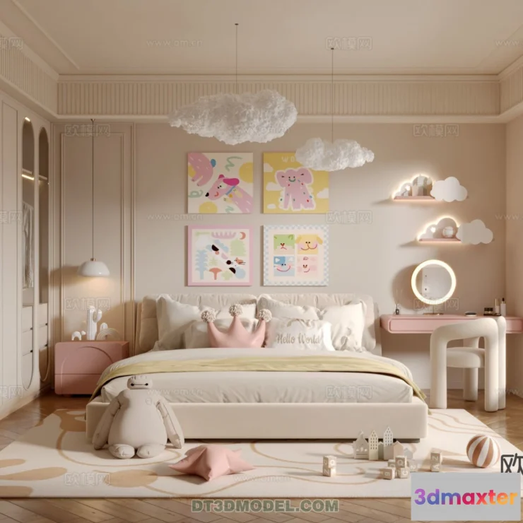 1514570 - Bed Child - 3D Model For Interior Design - 455 3D Max