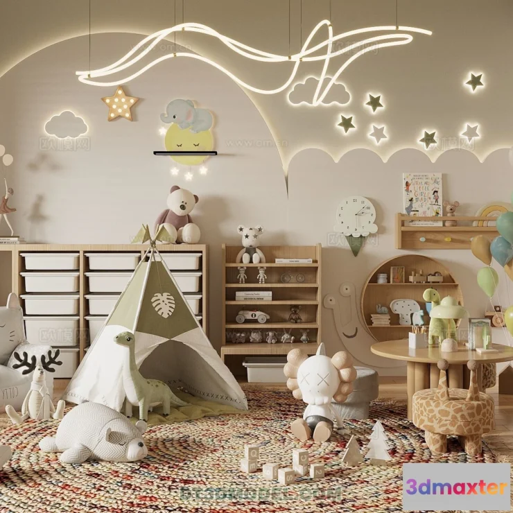 1514654 - Bed Child - 3D Model For Interior Design - 497 3D Max