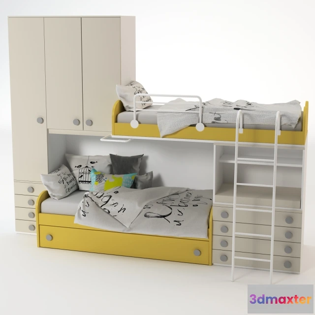 1590734 - child-room - Bunk Yellow Bed 3D Max