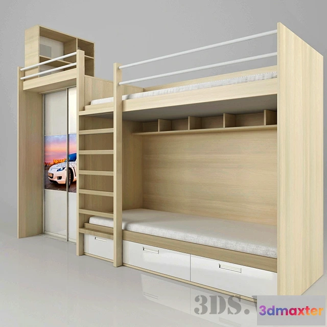 1590782 - child-room - Children’s two-story bed Bunk Bed 3D Max