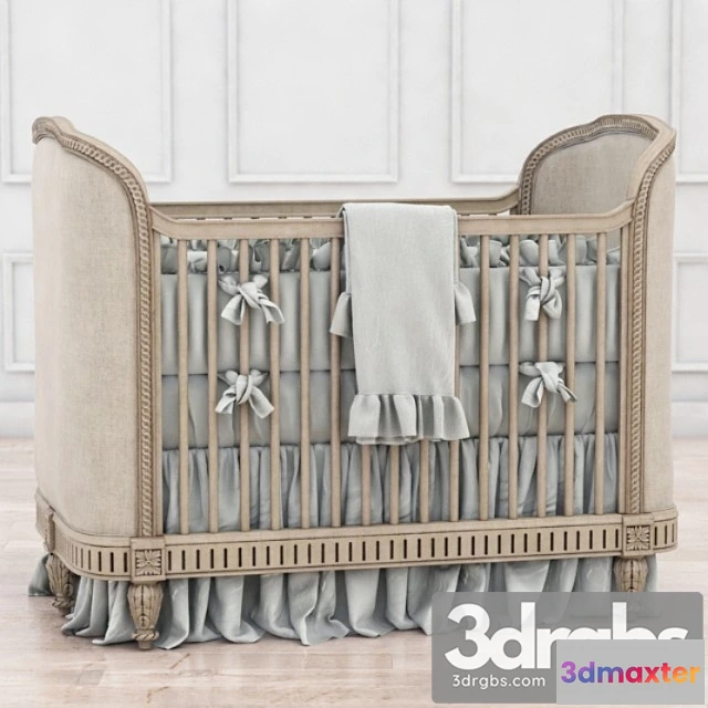 914816 - Rh Belle Upholstered Crib Distressed Linen