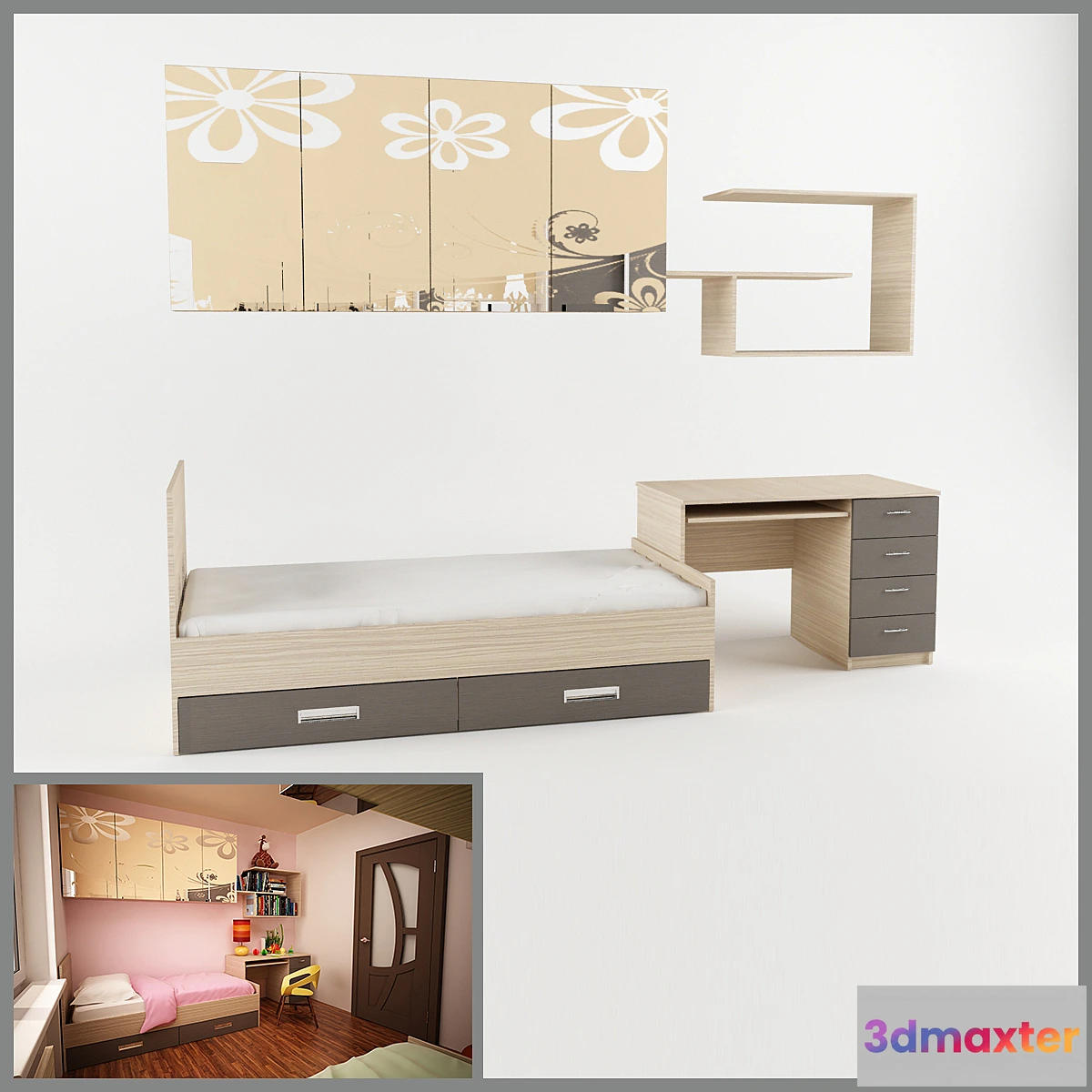 810334 - Bed + desk + lockers