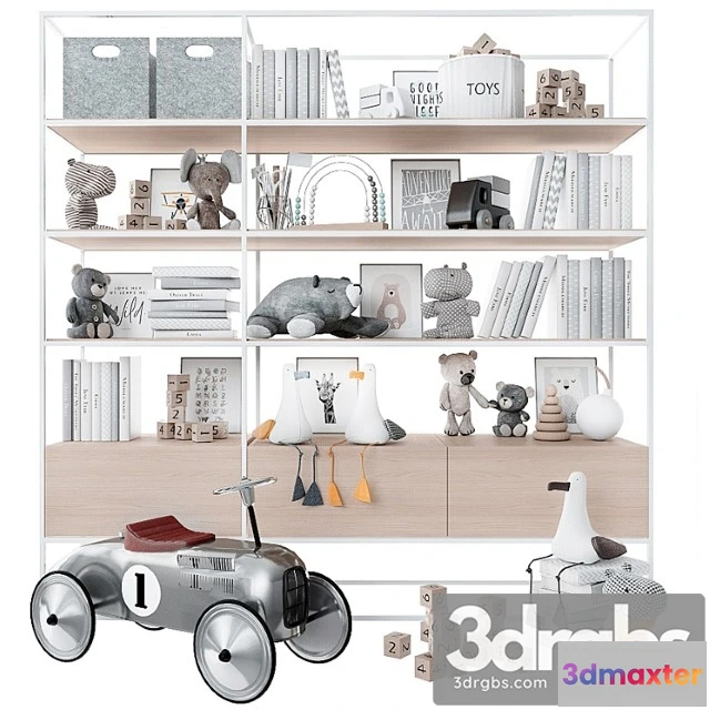 1015538 - Bookcase with toys and books.