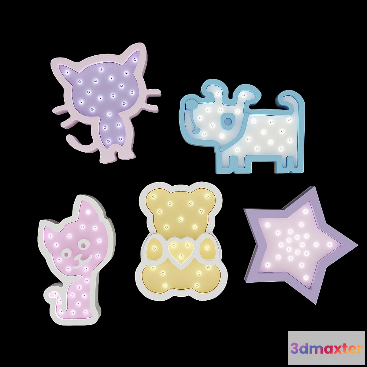 1413312 - Night Lights Dim Dom Shop 3D Max