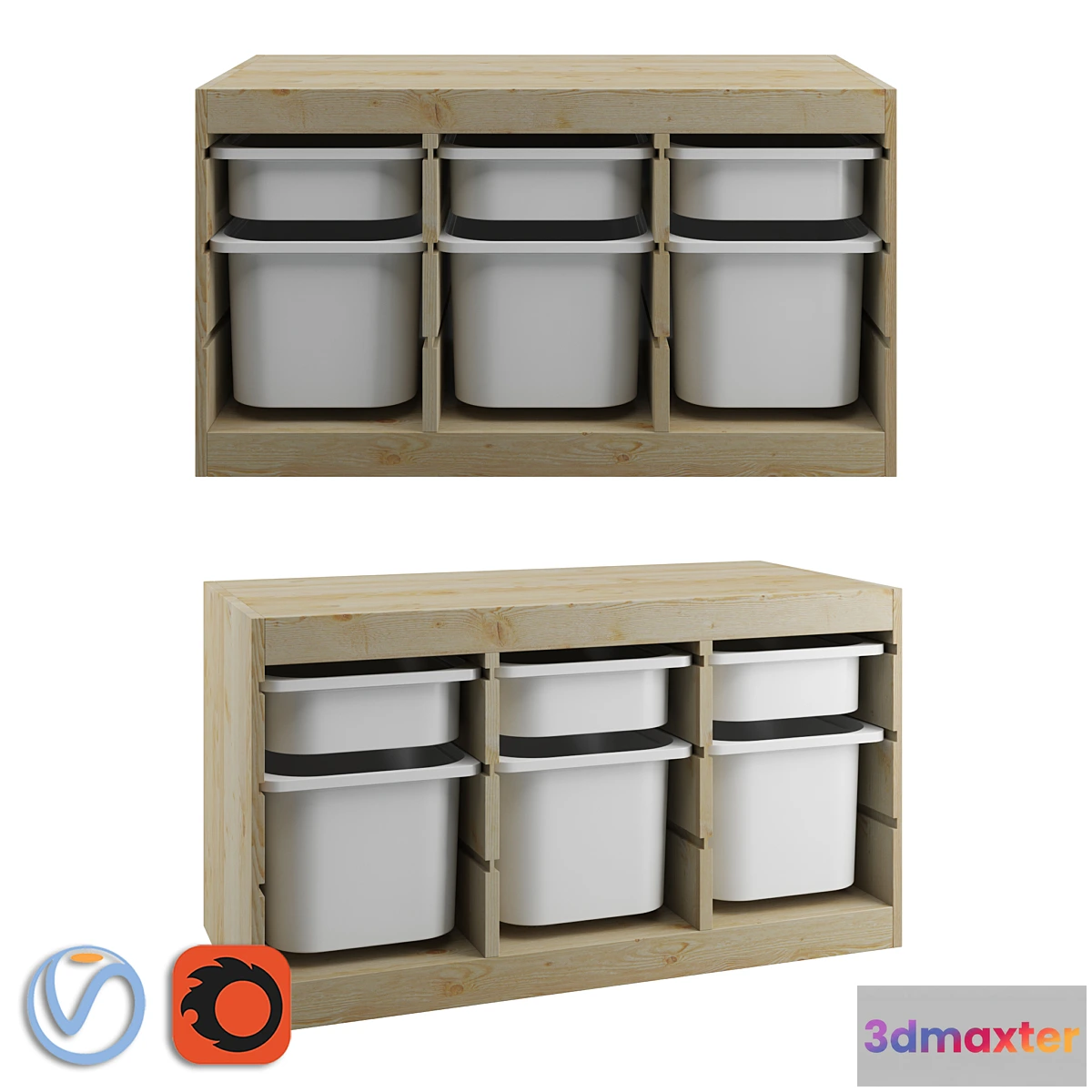 1414118 - TROFAST Storage combination with boxes _ TROFAST storage module with containers 3D Max