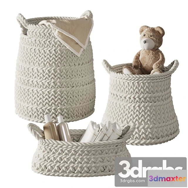 915570 - Pottery Barn Ivory Chunky Knit Nursery Storage