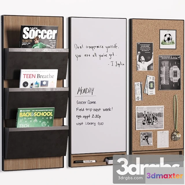 915572 - Pottery Barn Trenton Corkboard Whiteboard File Organizer for Teenagers and Kids