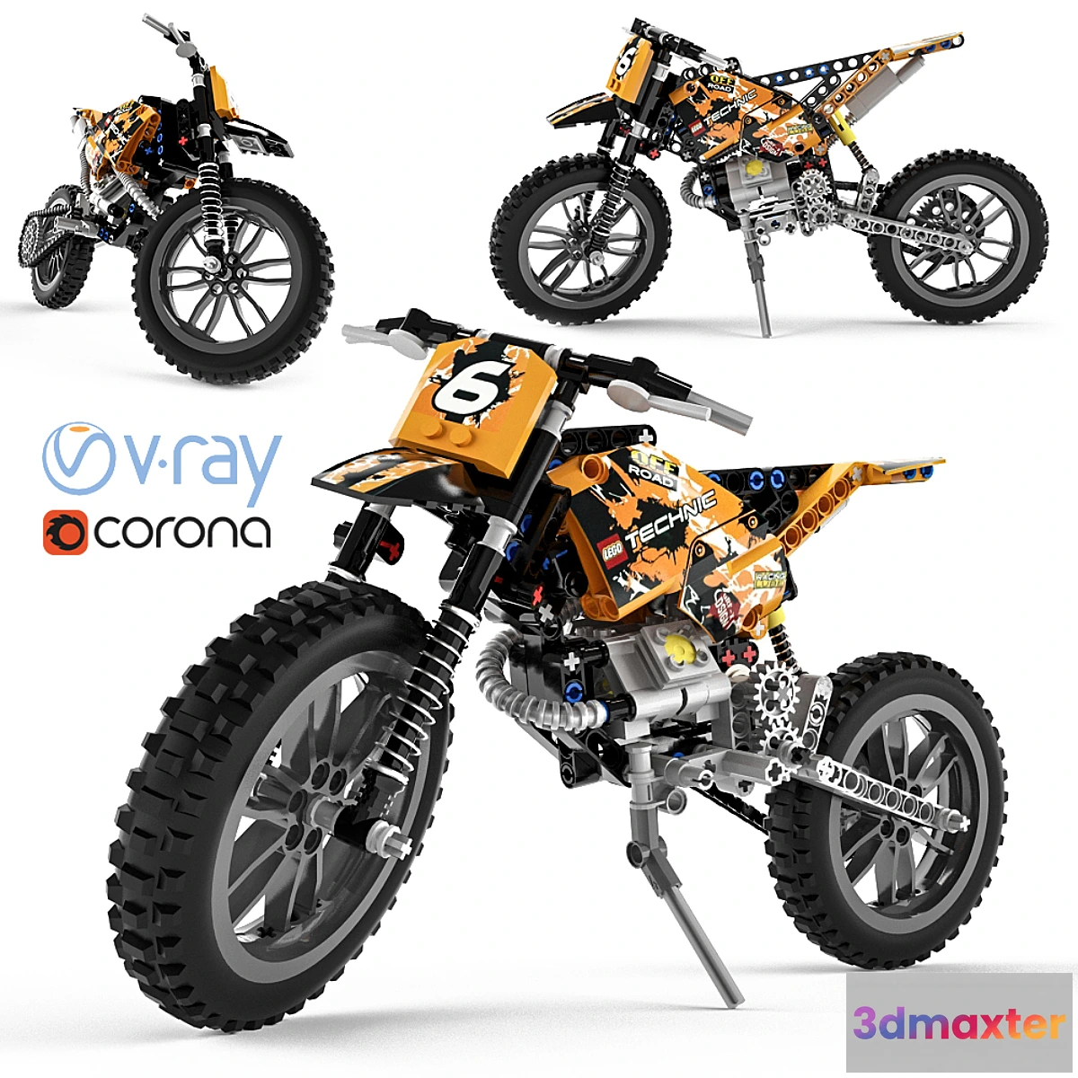 1302662 - Lego Technic Moto Cross Bike 3D Max