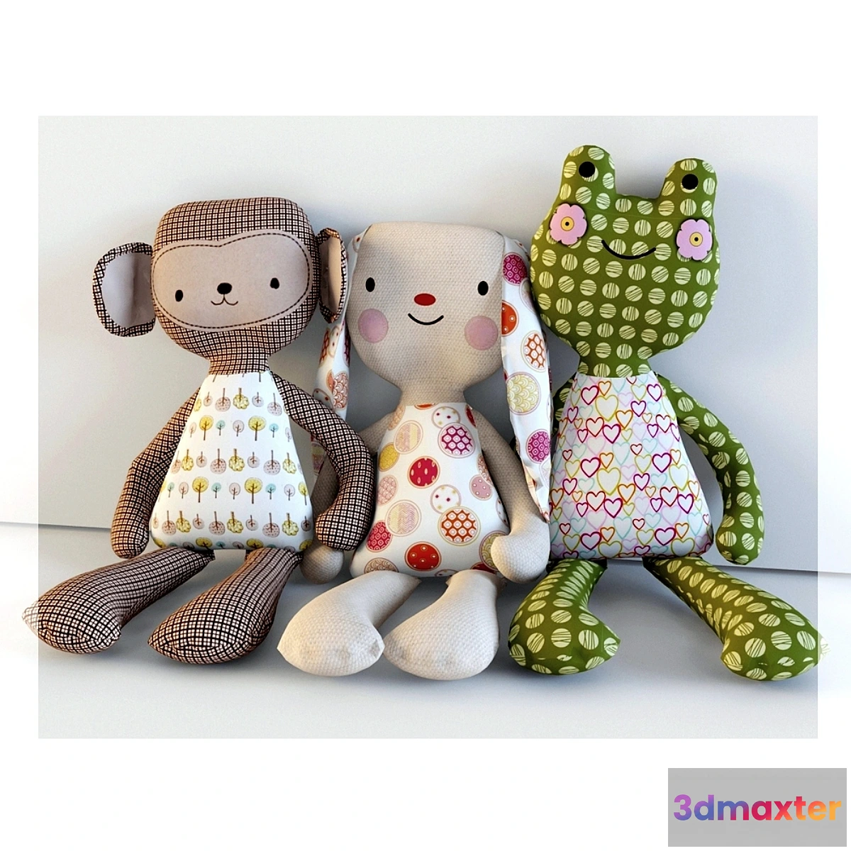 1345860 - Textile toys monkey hare frog 3D Max