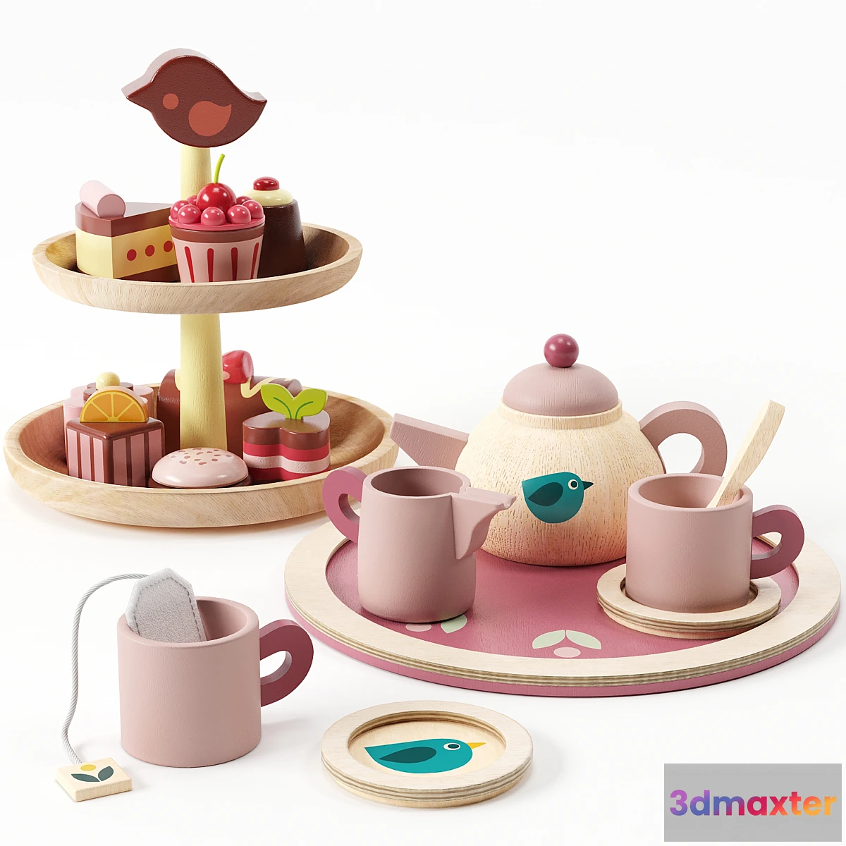 1447622 - Tender Leaf Birdie Tea Set & Chocolate Bonbons Toy 3D Max