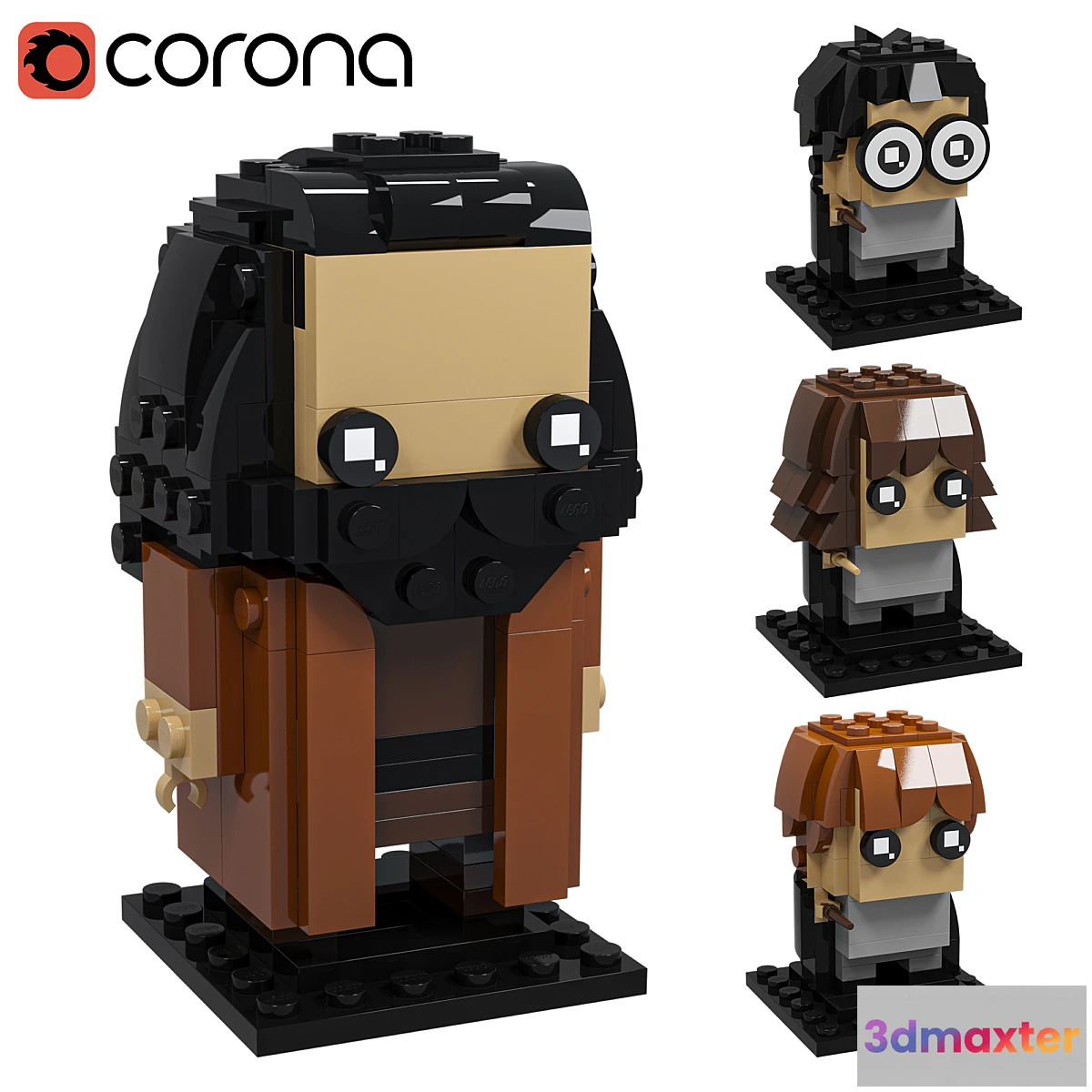 1472754 - Lego Hagrid Garri Germiona Ron 3D Max