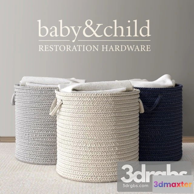 916008 - RH  Braided Wool Hamper