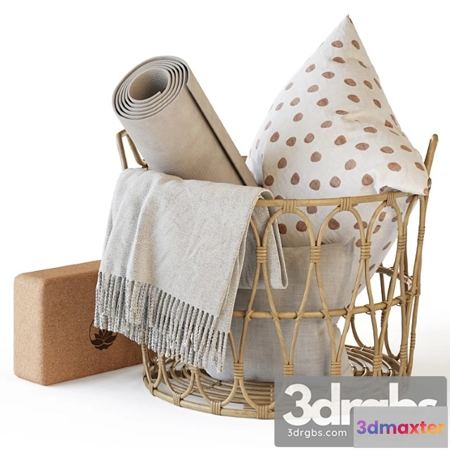 916324 - Wicker Basket With Yoga Accessories