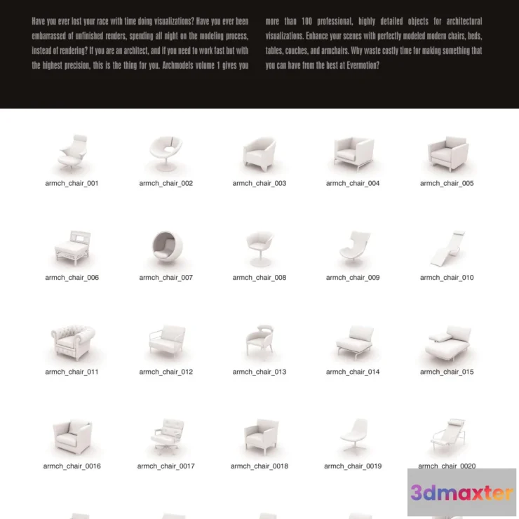 1222832 - Evermotion Archmodels Vol 001 [sofa chair bed coffee table]