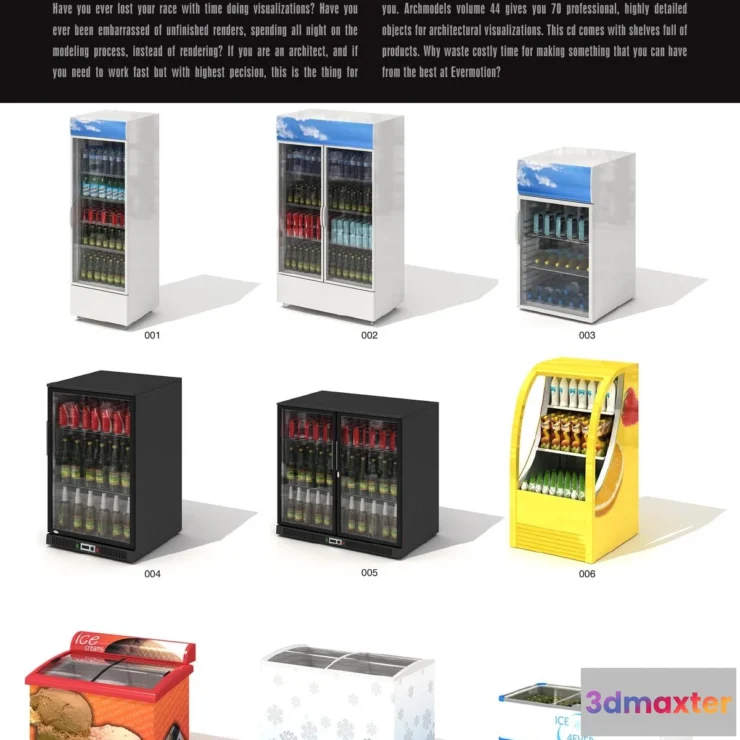 1222916 - Evermotion Archmodels Vol 044 [Supermarket shelf freezer]