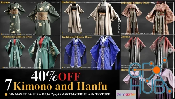 1537236 - 7 Kimono and Hanfu dress 3D Max