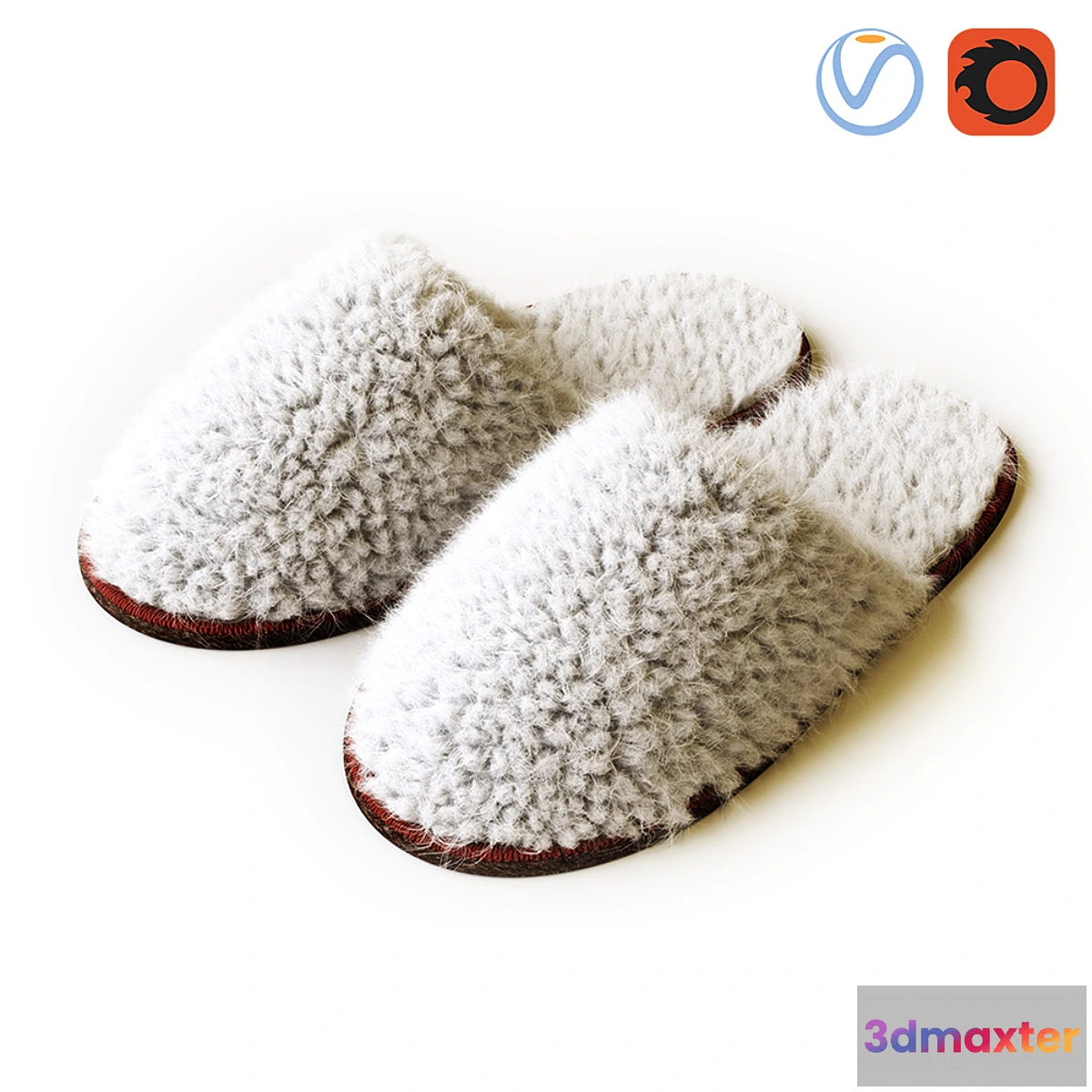 1314071 - Fegen slippers white 3D Max